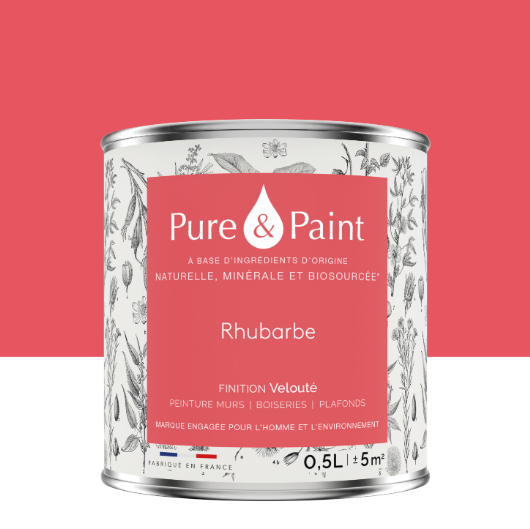 Peinture mur et plafond rhubarbe velours PURE & PAINT , 0.5L