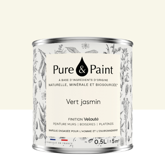 Peinture mur et plafond vert jasmin velours PURE & PAINT , 0.5L