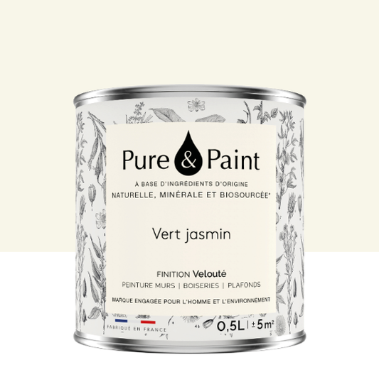 Peinture mur et plafond vert jasmin velours PURE & PAINT , 0.5L