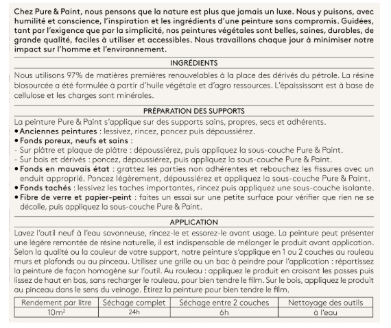 Peinture mur et plafond vert jasmin velours PURE & PAINT , 0.5L