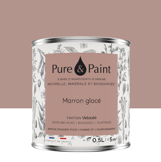 Peinture mur et plafond marron glacé velours PURE & PAINT , 0.5L
