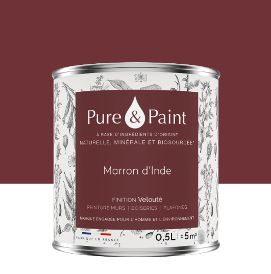 Peinture mur et plafond marron d'inde velours PURE & PAINT , 0.5L