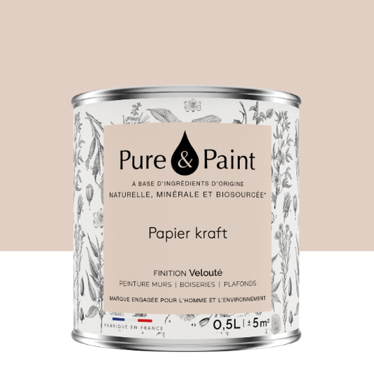 Peinture mur et plafond papier kraft velours PURE & PAINT , 0.5L