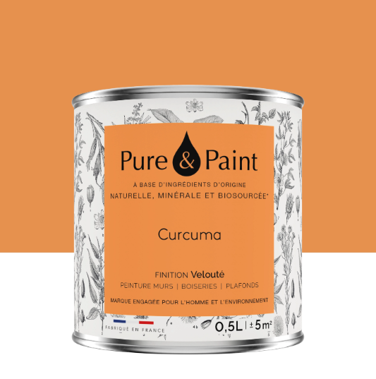 Peinture mur et plafond curcuma velours PURE & PAINT , 0.5L