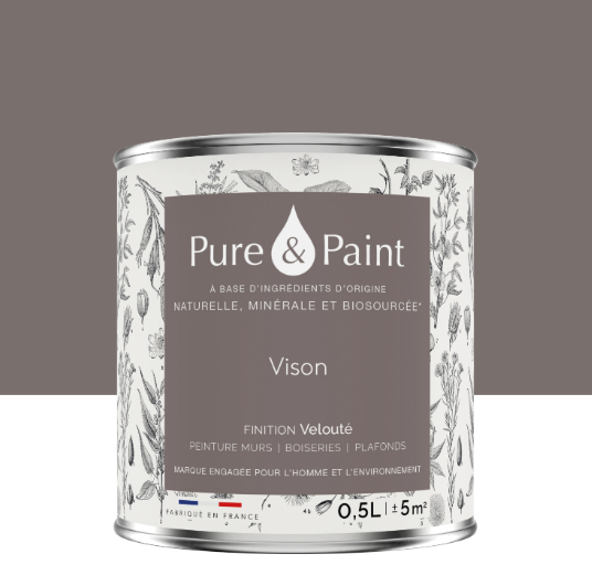 Peinture mur et plafond vison velours PURE & PAINT , 0.5L