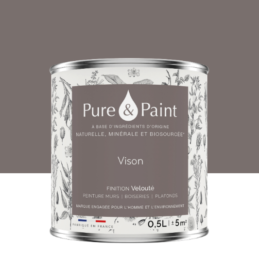 Peinture mur et plafond vison velours PURE & PAINT , 0.5L