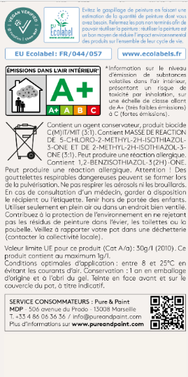 Peinture mur et plafond oyster velours PURE & PAINT , 2.5L