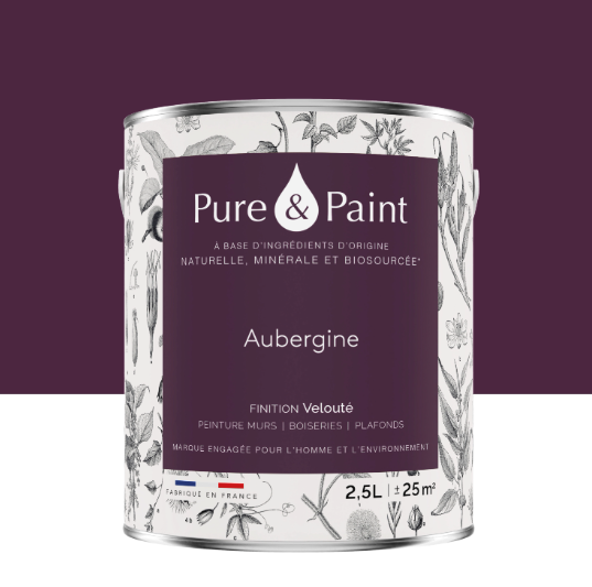 Peinture mur et plafond aubergine velours PURE & PAINT , 2.5L