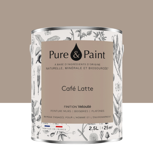 Peinture mur et plafond café latte velours PURE & PAINT , 2.5L