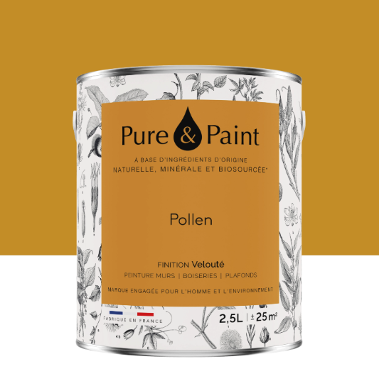 Peinture mur et plafond pollen velours PURE & PAINT , 2.5L