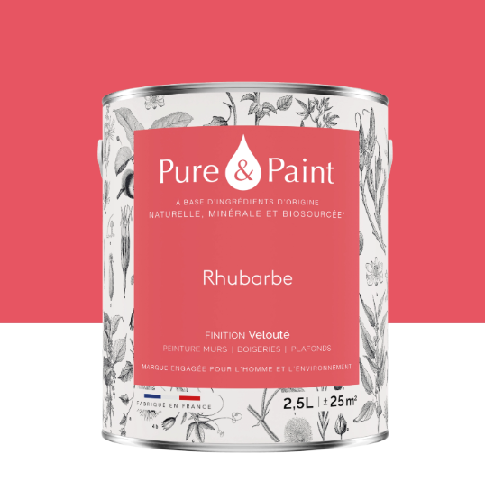 Peinture mur et plafond rhubarbe velours PURE & PAINT , 2.5L