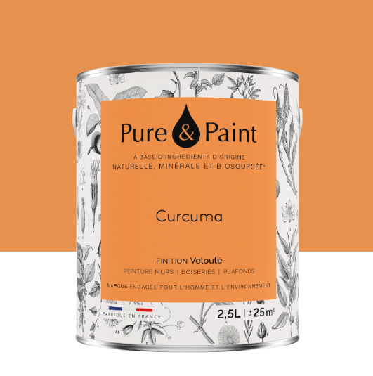 Peinture mur et plafond curcuma velours PURE & PAINT , 2.5L