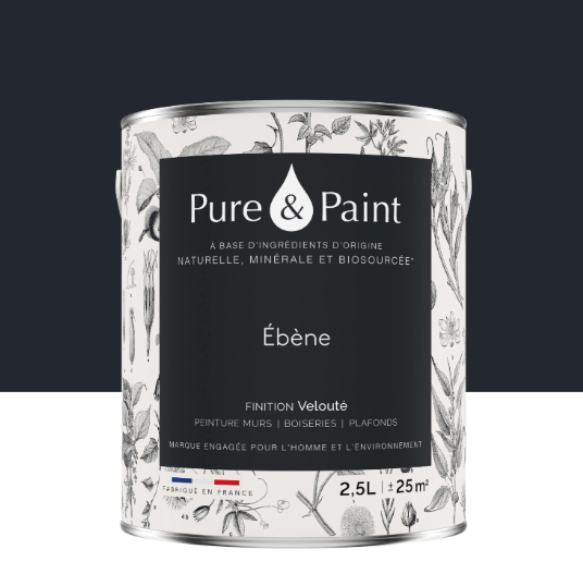 Peinture mur et plafond ébène velours PURE & PAINT , 2.5L