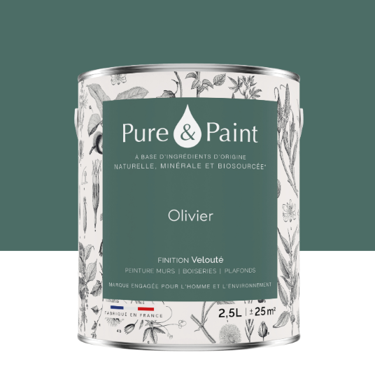 Peinture mur et plafond olivier velours PURE & PAINT , 2.5L