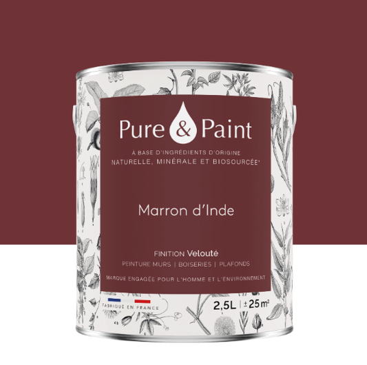 Peinture mur et plafond marron d'inde velours PURE & PAINT , 2.5L