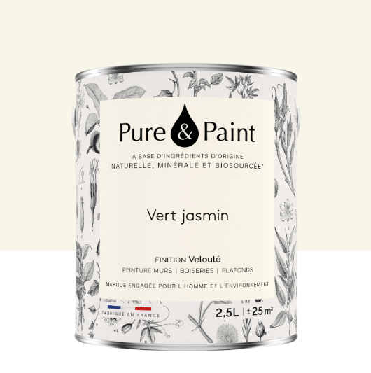 Peinture mur et plafond vert jasmin velours PURE & PAINT , 2.5L