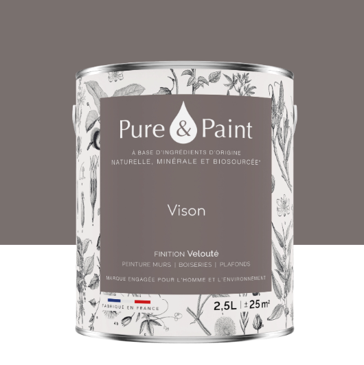 Peinture mur et plafond vison velours PURE & PAINT , 2.5L