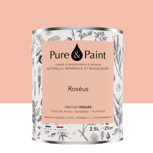 Peinture mur et plafond roséus velours PURE & PAINT , 2.5L