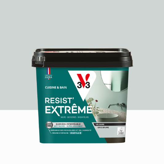 Peinture mur gris brume velours V33 Resist extrême cuisine et bain 0.75L