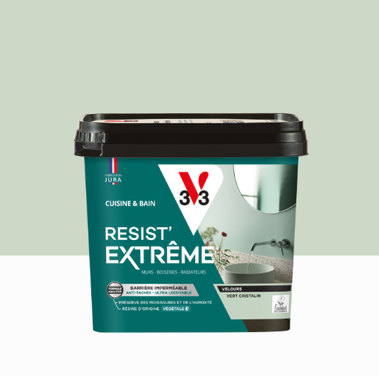 Peinture mur vert cristallin velours V33 Resist extrême cuisine et bain 0.75L