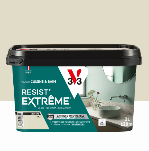 Peinture mur sable velours V33 Resist extrême cuisine et bain 2L