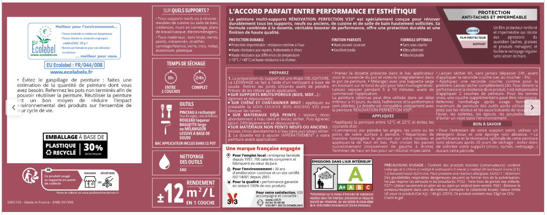 Peinture meuble anthracite satin V33 Rénovation cuisine et bain 0.75l