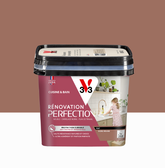 Peinture meuble ocre rouge mat V33 Rénovation cuisine et bain 0.75l