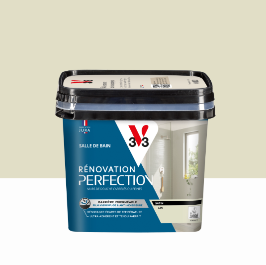 Peinture mur, carrelage lin satin V33 Rénovation cuisine et bain 0.75L
