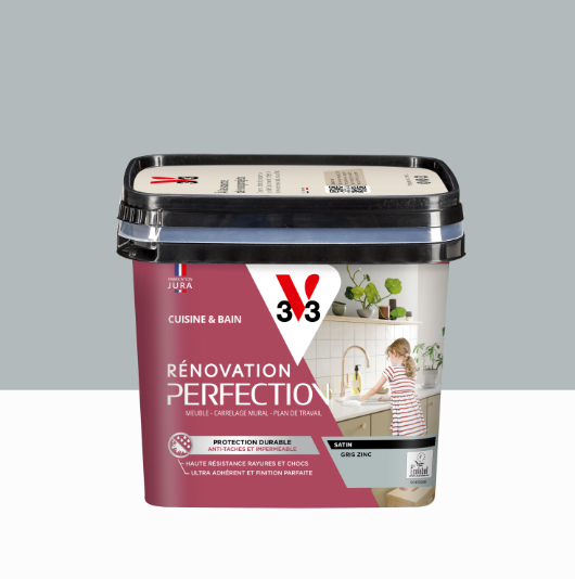Peinture meuble gris zinc satin V33 Rénovation cuisine et bain 0.75l
