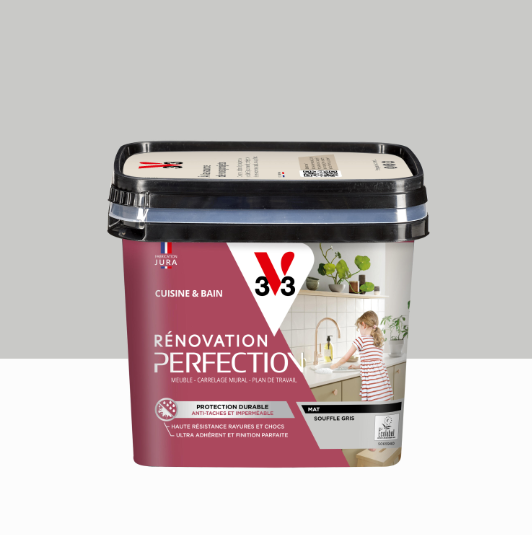 Peinture meuble souffle gris mat V33 Rénovation cuisine et bain 0.75l