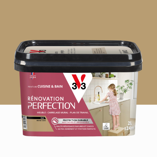 Peinture meuble beige cuir mat V33 Rénovation cuisine et bain 2L