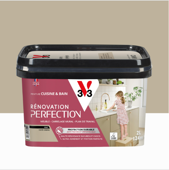 Peinture meuble café crème mat V33 Rénovation cuisine et bain 2L