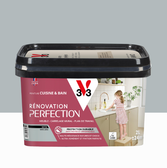 Peinture meuble gris zinc satin V33 Rénovation cuisine et bain 2L