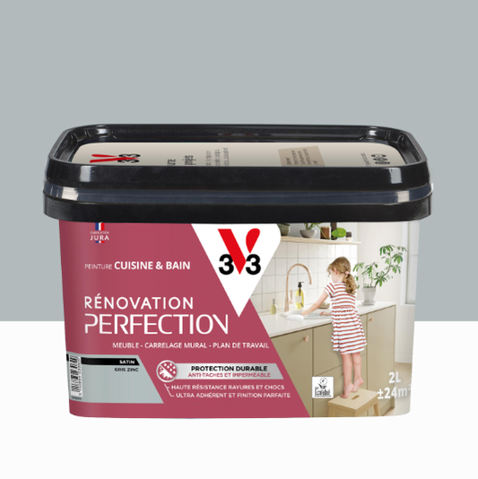 Peinture meuble gris zinc satin V33 Rénovation cuisine et bain 2L
