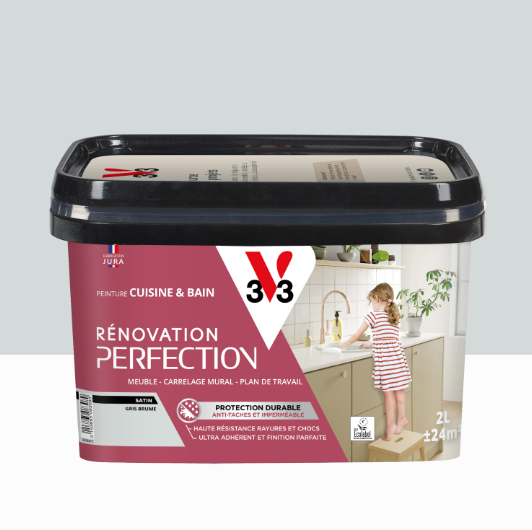 Peinture meuble gris brume satin V33 Rénovation cuisine et bain 2L