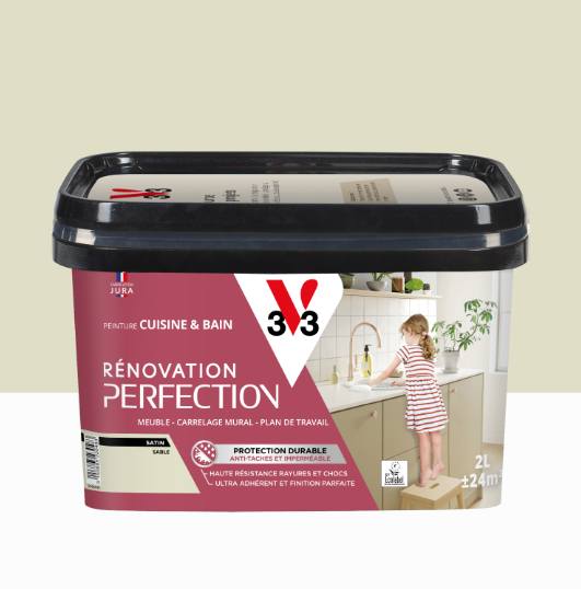 Peinture meuble sable satin V33 Rénovation cuisine et bain 2L
