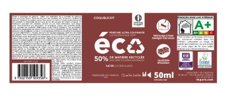 Peinture mur coquelicot satin ID 0.05L