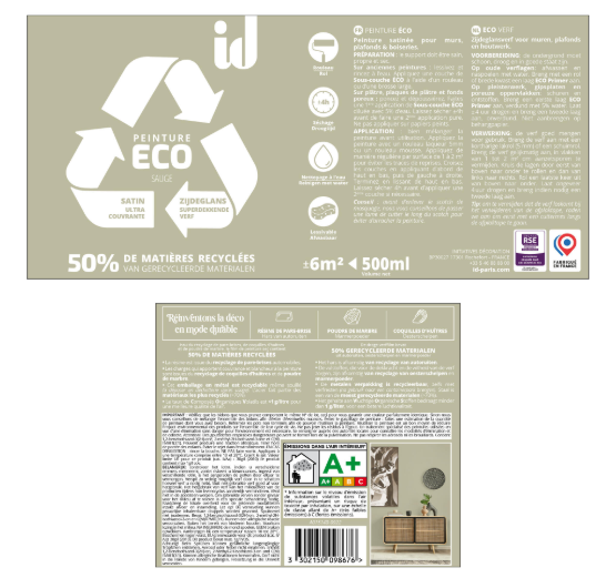 Peinture mur, plafond sauge satin ID Eco 0.5L