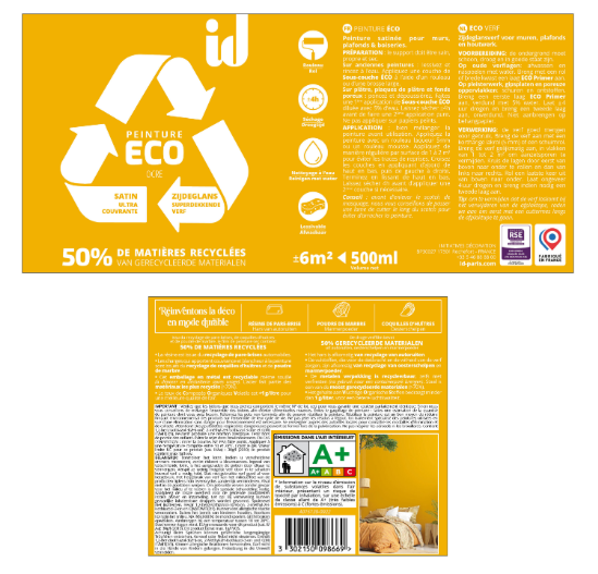 Peinture mur, plafond, boiserie ocre satin ID Eco 0.5L