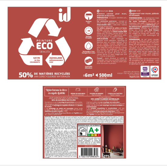 Peinture mur, plafond terracotta satin ID Eco 0.5L