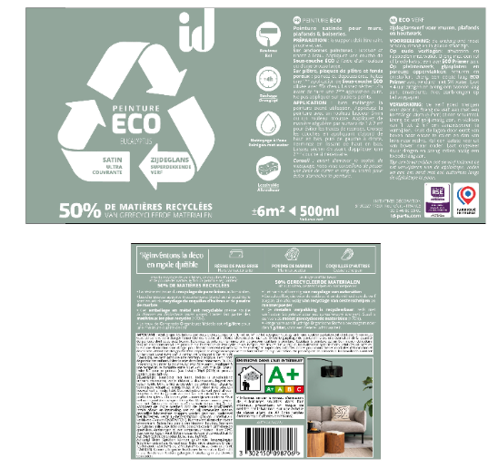 Peinture mur, plafond eucalyptus satin ID Eco 0.5L