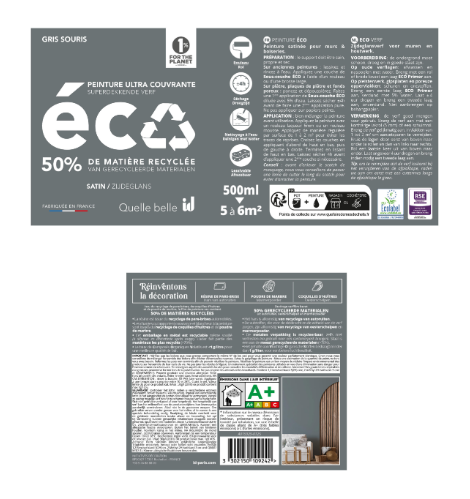 Peinture mur gris de souris satin ID 0.5L