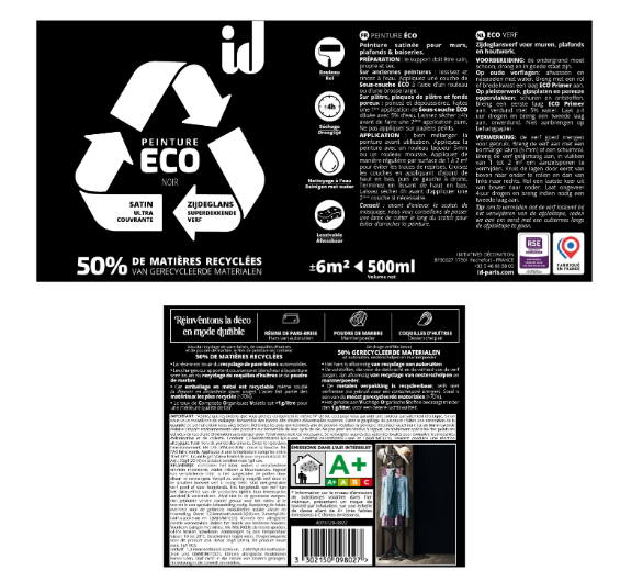 Peinture mur, plafond noir satin ID Eco 0.5L