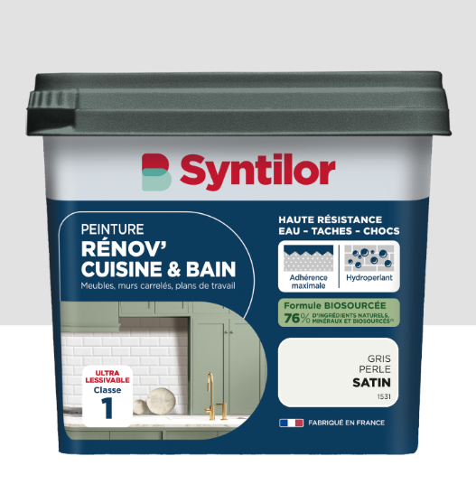 Peinture meuble gris perle satin SYNTILOR Rénov' cuisine et bain 0.75L