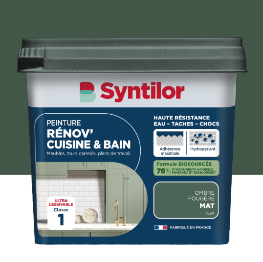 Peinture meuble ombre fougère mat SYNTILOR Rénov' cuisine et bain 0.75L