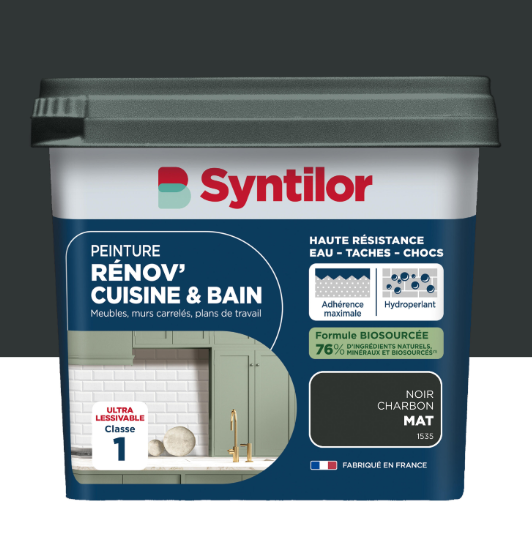 Peinture meuble noir charbon mat SYNTILOR Rénov' cuisine et bain 0.75L