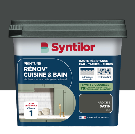 Peinture meuble ardoise satin SYNTILOR Rénov' cuisine et bain 0.75L