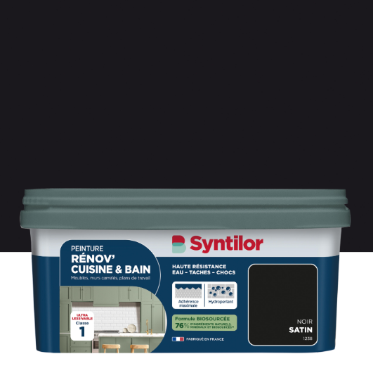 Peinture meuble noir satin SYNTILOR Rénov' cuisine et bain 2L