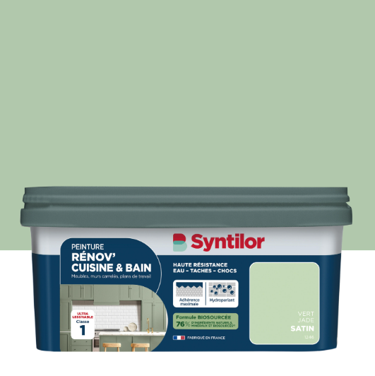 Peinture meuble vert jade satin SYNTILOR Rénov' cuisine et bain 2L