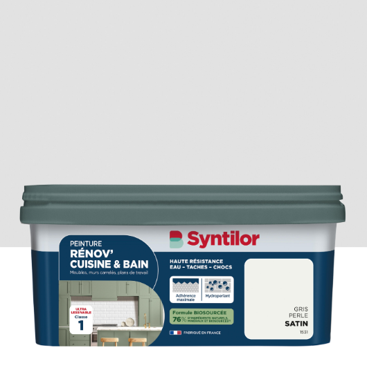 Peinture meuble gris perle satin SYNTILOR Rénov' cuisine et bain 2L
